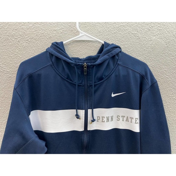 MEN'S Nike Penn State Full Zip Hooded Jacket Blue and White Large - Picture 2 of 8